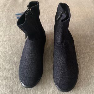 New Zara Girls Navy Blue Sequin Ankle Boots Size 9.5